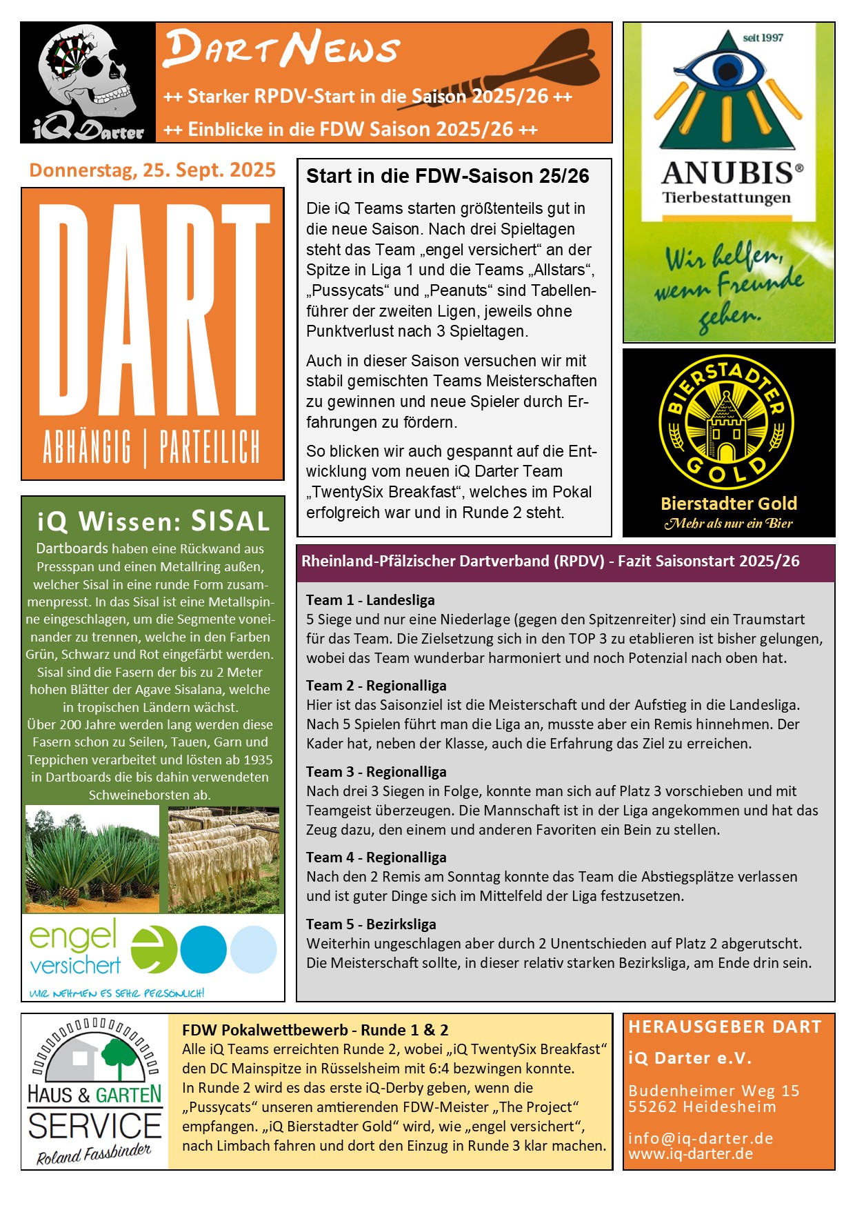 DART - Die Dartzeitschrift des Dartvereins iQ Darter e.V.